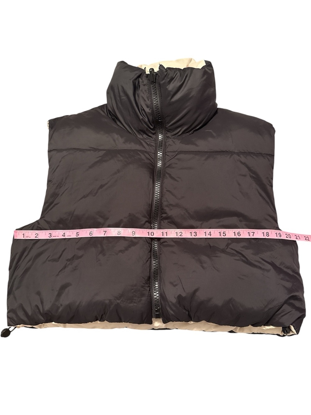 ZARA Women's Reversible Puffer Vest Black and Sand Size L-XL REF 3427/714/085 - Picture 3 of 6